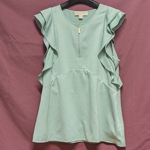 MICHAEL KORS Sleeveless Blouse w/Ruffles, Large